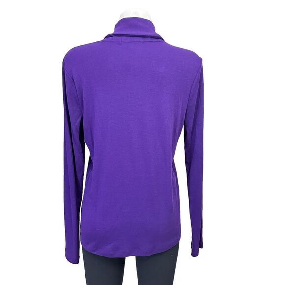 LAUREN RALPH LAUREN Purple V Shawl Neck Sweater 100% cotton Large New - Picture 4 of 7
